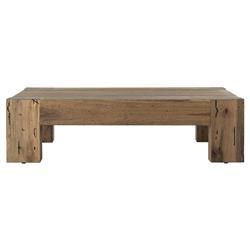 Oliver Rustic Lodge Brown Oak Wood Square Coffee Table | Kathy Kuo Home