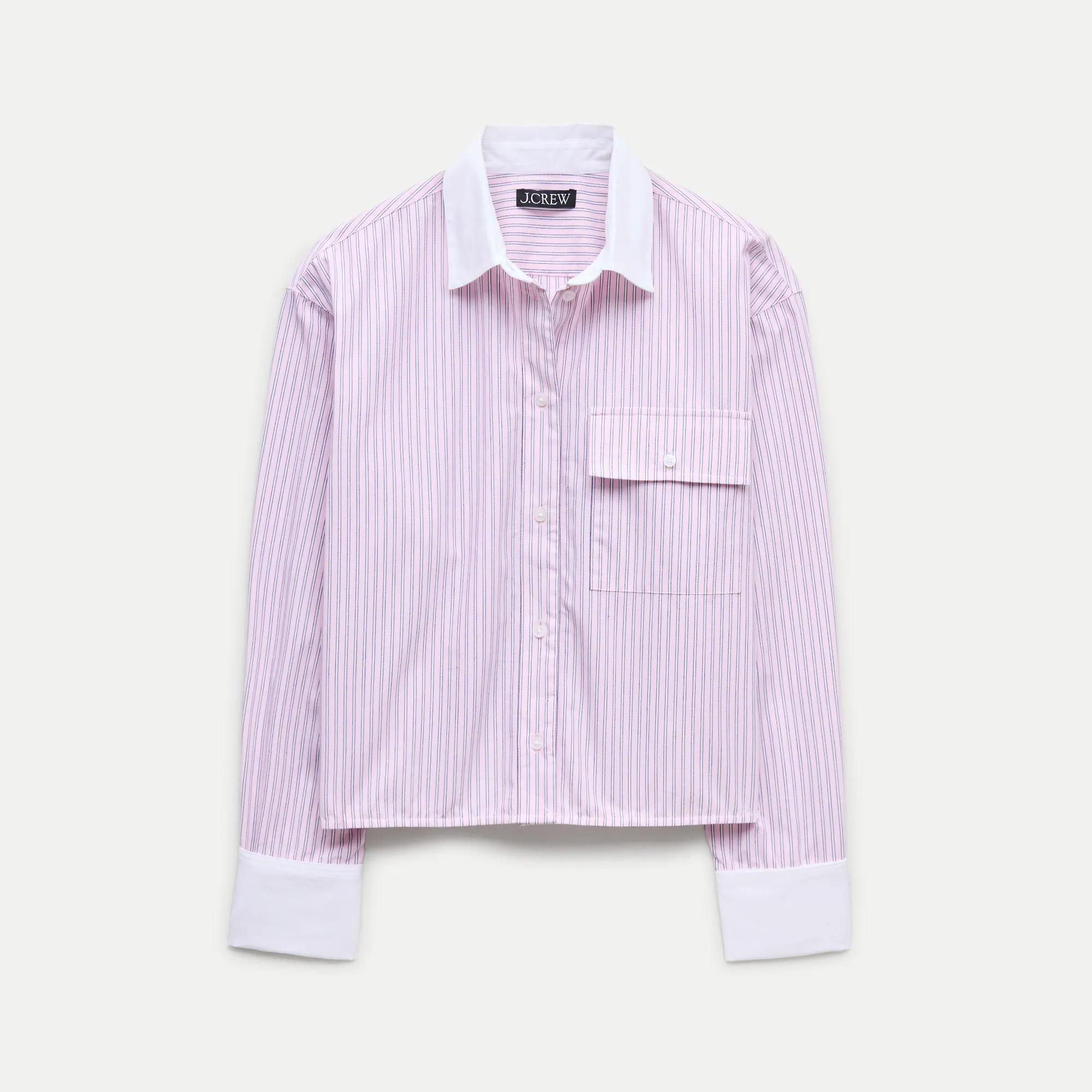 Esme cropped button-up shirt in striped cotton poplin | J. Crew US