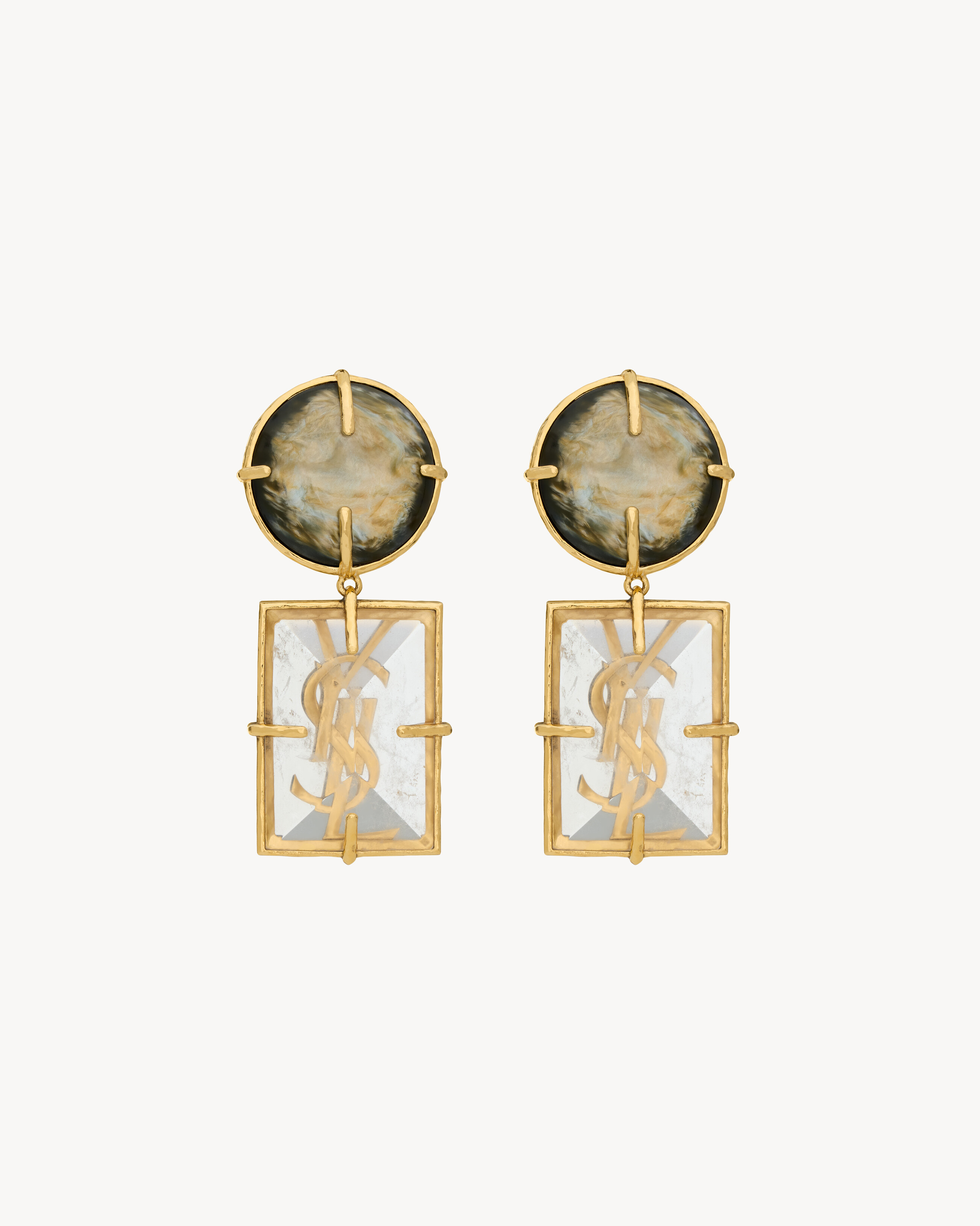 CASSANDRE pendant earrings in crystal rock | Saint Laurent Inc. (Global)