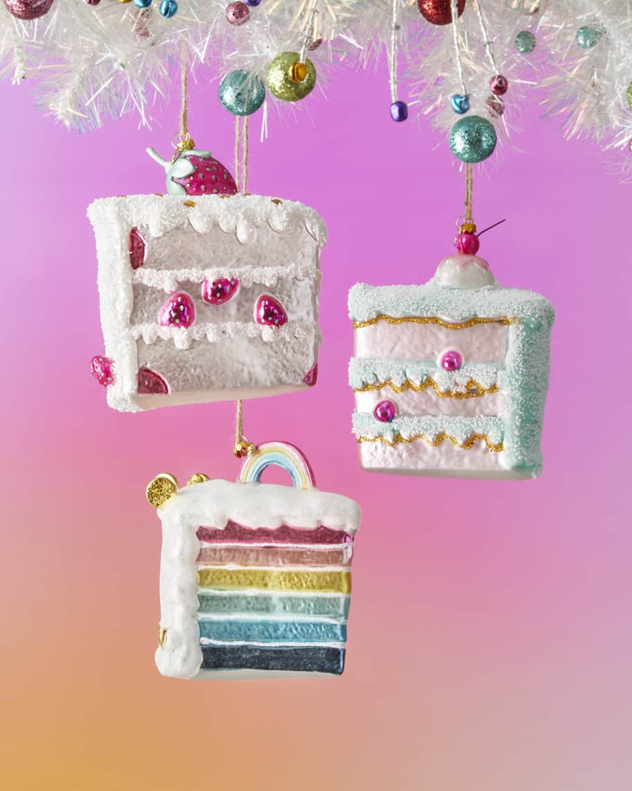Glitterville 5" Slice Of Sweet Cake Ornaments, Set of 3 | Neiman Marcus