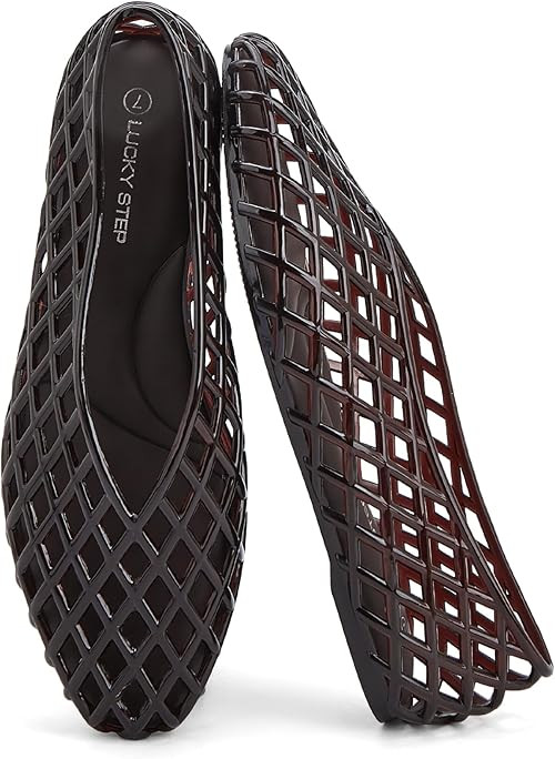 LUCKY STEP Women's Jelly Ballet Flats Mesh Casual Comfortable Jellies Shoes Clear Hollow Breathab... | Amazon (US)
