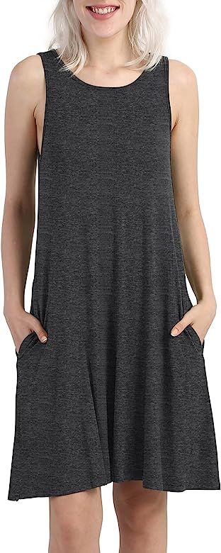 KORSIS Women's Summer Casual T Shirt Dresses Sleeveless Swing Tank Dress Pockets | Amazon (US)