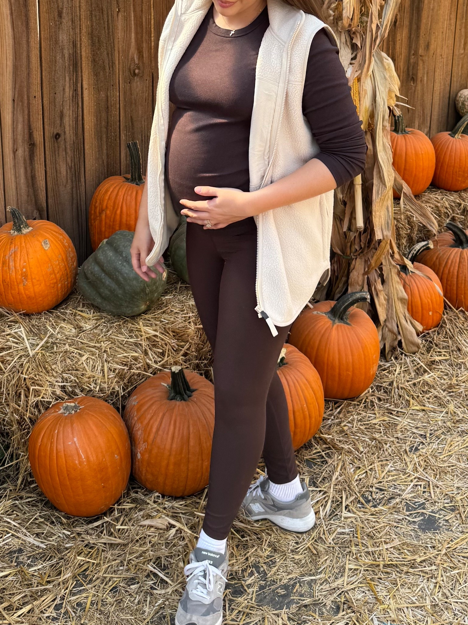 Fall bump outfit🤎 wearing m in top & vest. Small in leggings 

#LTKSeasonal #LTKStyleTip