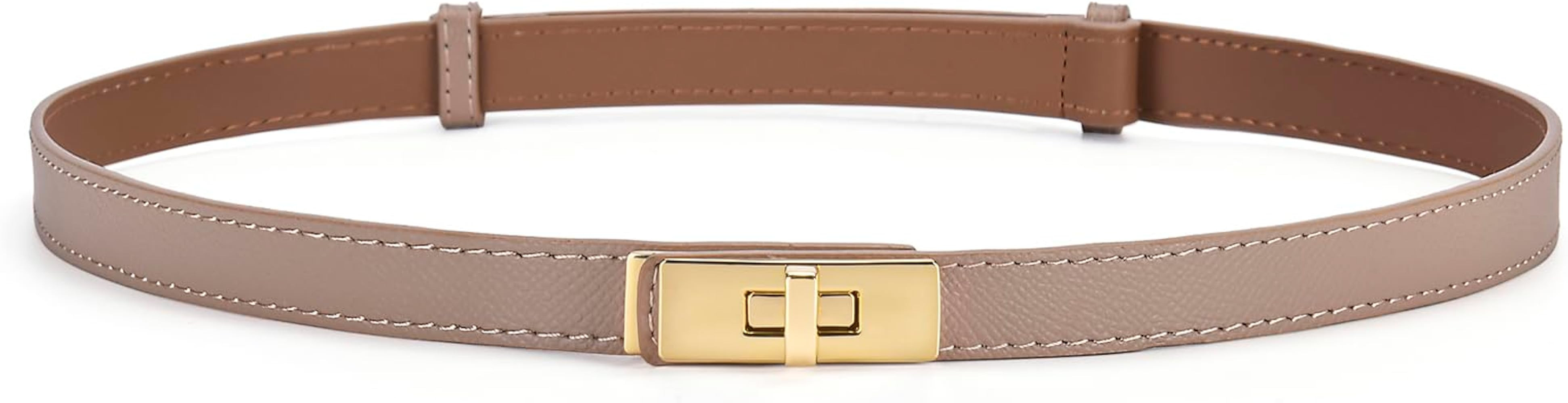 Women Ladies Adjustable Skinny Leather Belt Solid Alloy Turn Lock Slim Thin Waist Belt Waistband ... | Amazon (UK)