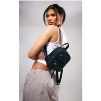 Black Nylon Pocket Mini Backpack | PrettyLittleThing CAN