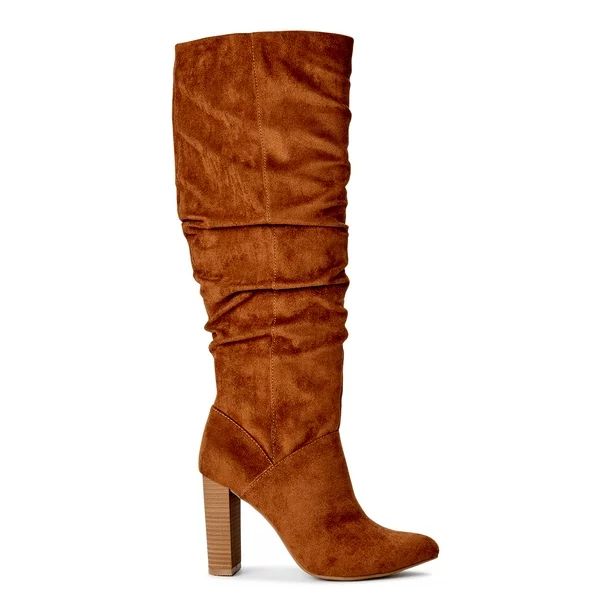 Scoop Women's Faux Suede Knee High Scrunch Boots - Walmart.com | Walmart (US)