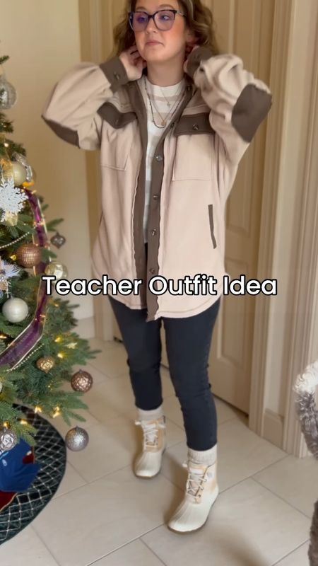 Teacher outfit
Black jeggings
Shacket 
Striped sweater

#LTKSeasonal #LTKstyletip #LTKfindsunder50