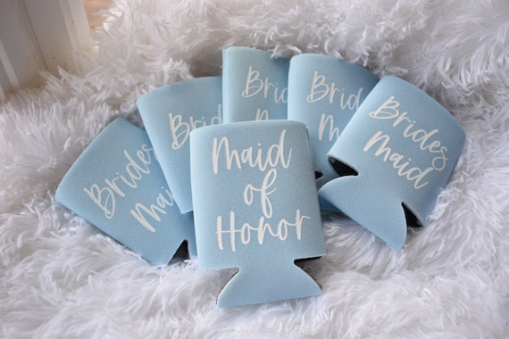 Dusty Blue Bridesmaid Proposal Can Cooler Bridesmaid Maid or - Etsy | Etsy (US)
