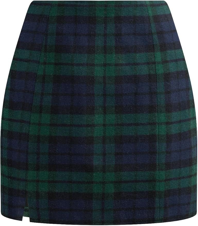 NIMIN Plaid Mini Skirts for Women High Waist Fall Winter 2025 Bodycon Pencil A-Line Skirt | Amazon (US)