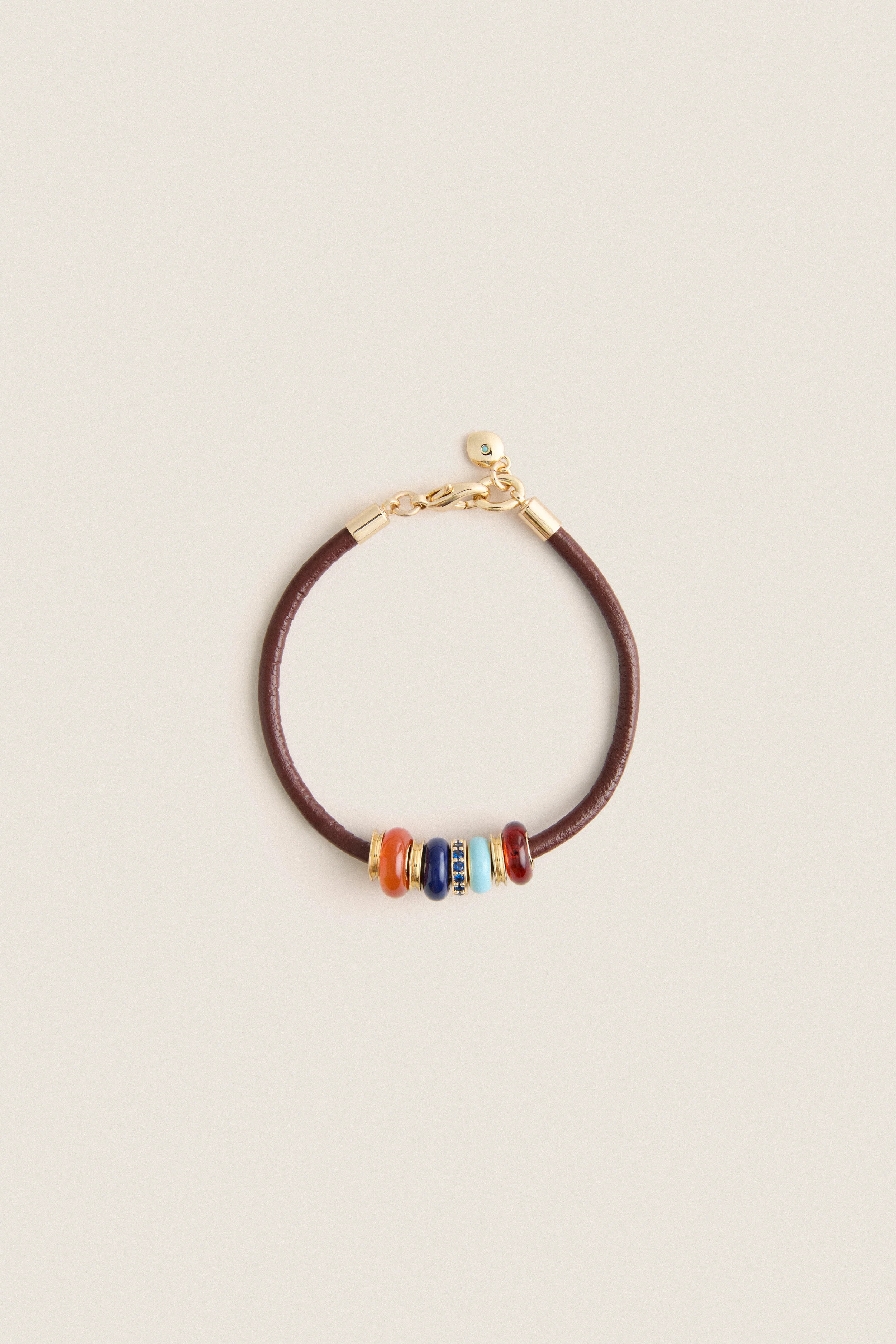 Gold, Cognac and Multi Semi Sliders on Leather Cord Bracelet | Tuckernuck (US)