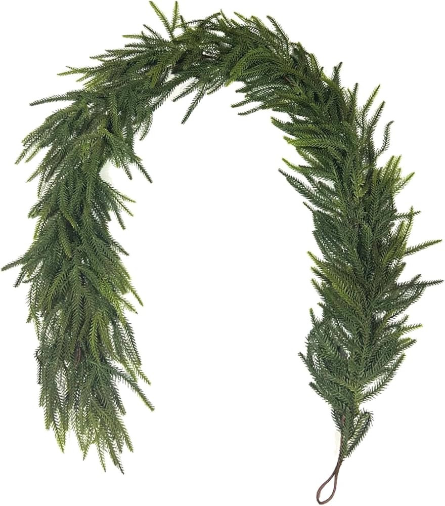 Norfolk Pine Garland | Fake Cedar Garlands | Artificial Christmas Norfolk Pine | Seasonal Realistic Norfolk Garlands for Christmas Table, Wall, Indoor Home Decoration | Amazon (UK)