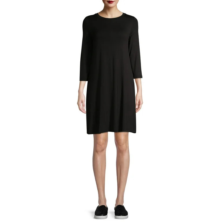 Time and Tru Women's 3/4-Length Sleeve Knit Dress | Walmart (US)