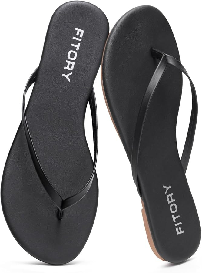 FITORY Women’s Fashion Flip Flops Comfortable Leather Summer Beach Thong Walking Sandals on Ind... | Amazon (US)