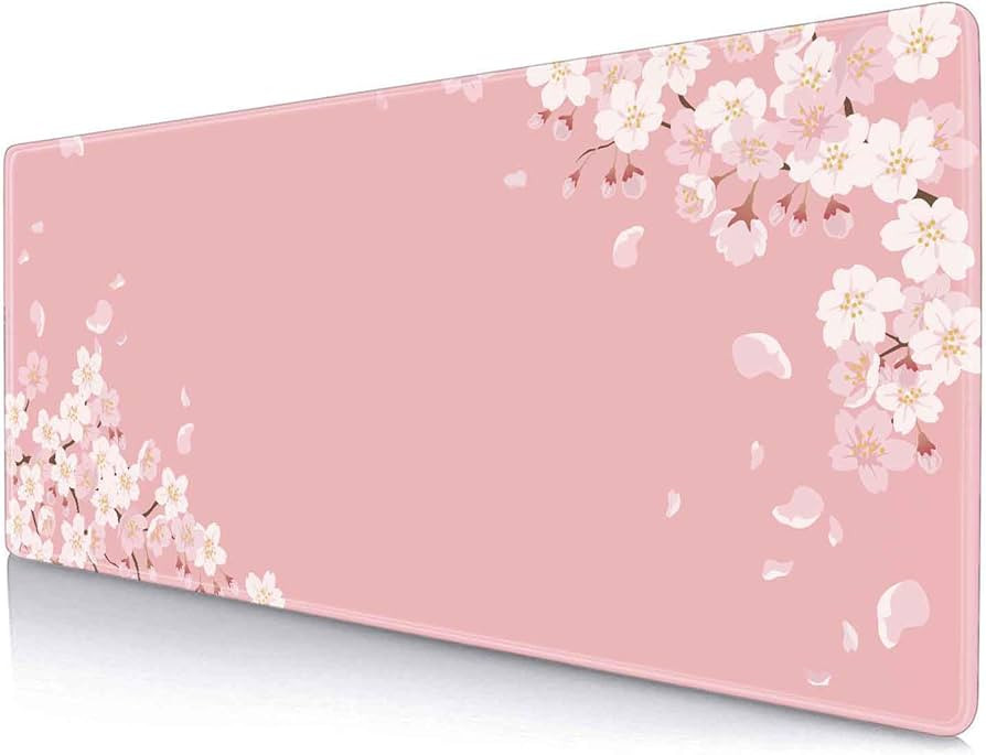 IMAYONDIA Pink Japanese Desk Mat, Cherry Blossom Large Gaming Mouse Pad, Non-Slip Rubber Base Mou... | Amazon (US)