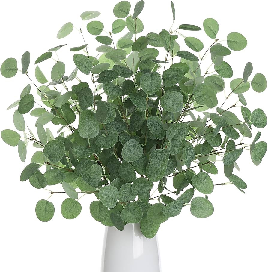 6pcs Eucalyptus Stems Greenery Stems Fake Leaves Artificial Silk Flowers Bouquet Faux Branches Ce... | Amazon (US)