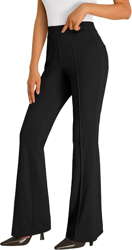 EFAN Womens Work Business Casual Flare Leggings Pants Comfort Office High Waisted Slacks Pants wi... | Amazon (US)