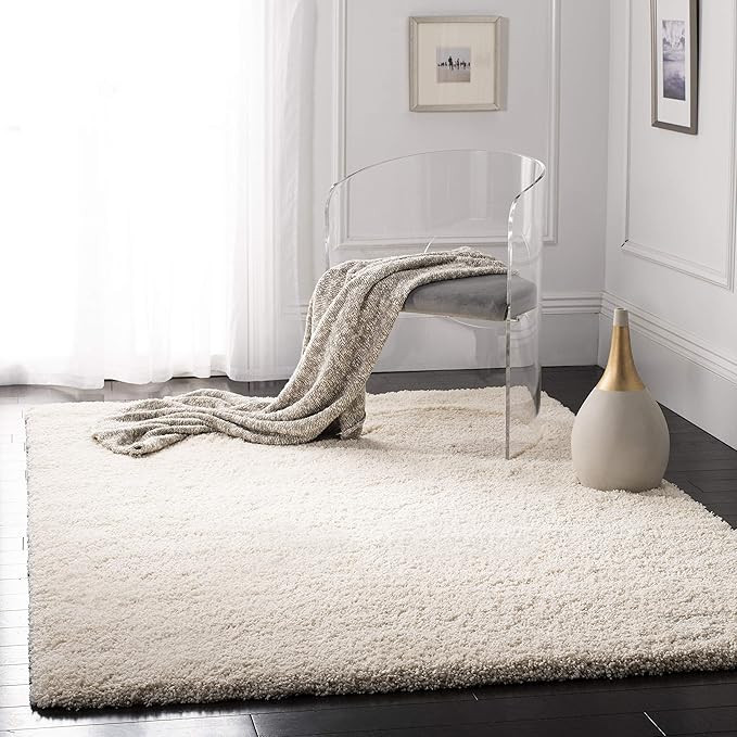 Safavieh California Premium Shag Collection SG151-1212 Area Rug, 5' 3" x 7' 6", Ivory | Amazon (US)