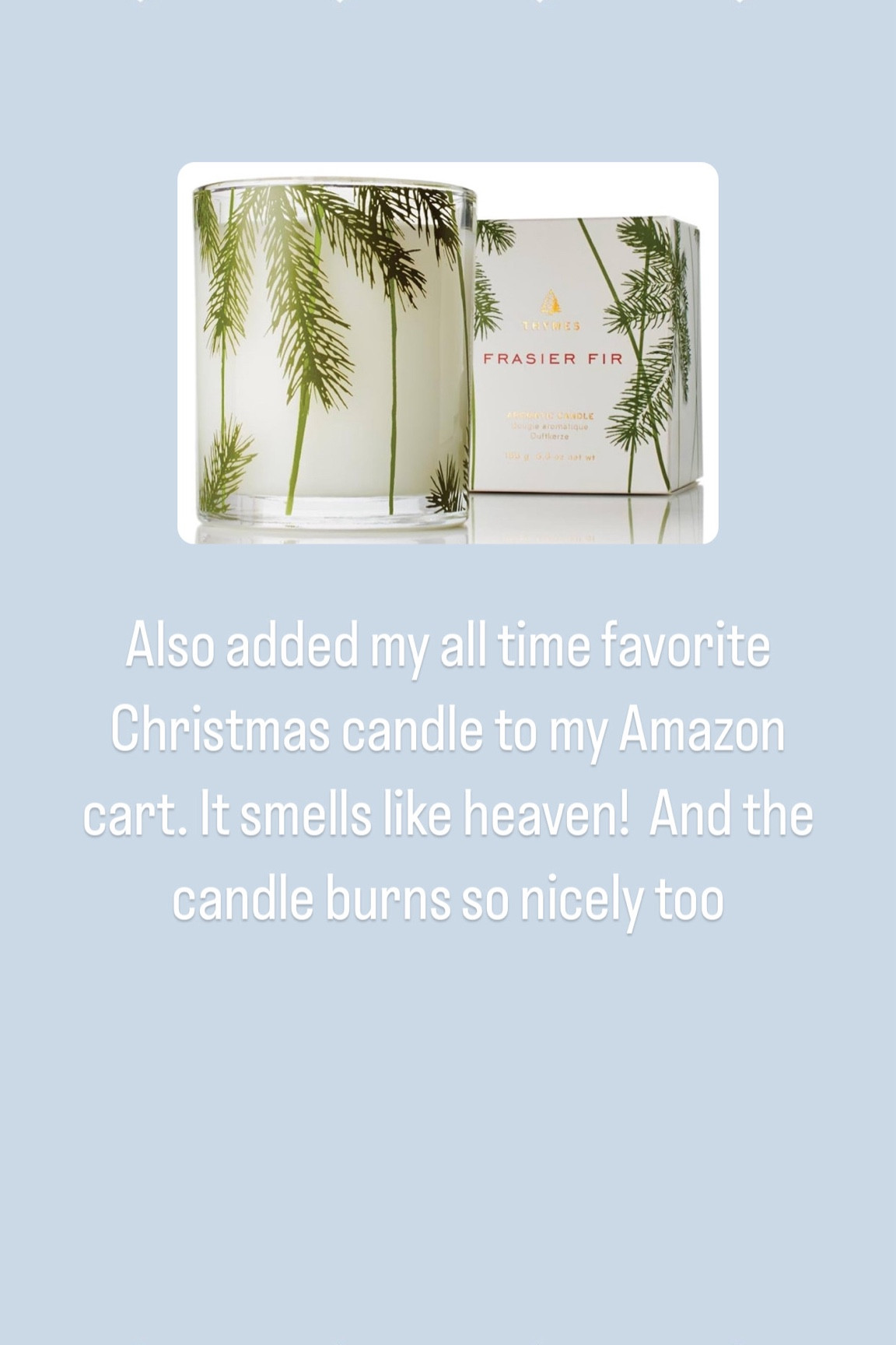 The best smelling Christmas candle 

#LTKHoliday #LTKFindsUnder50 #LTKGiftGuide