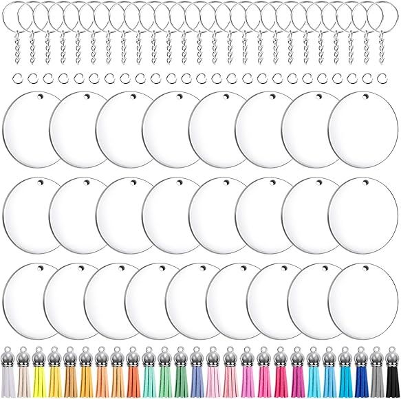 Duufin Acrylic Keychain Blanks, 100 Pcs Transparent Circles Clear Disc Ornaments Blanks Tassels S... | Amazon (CA)
