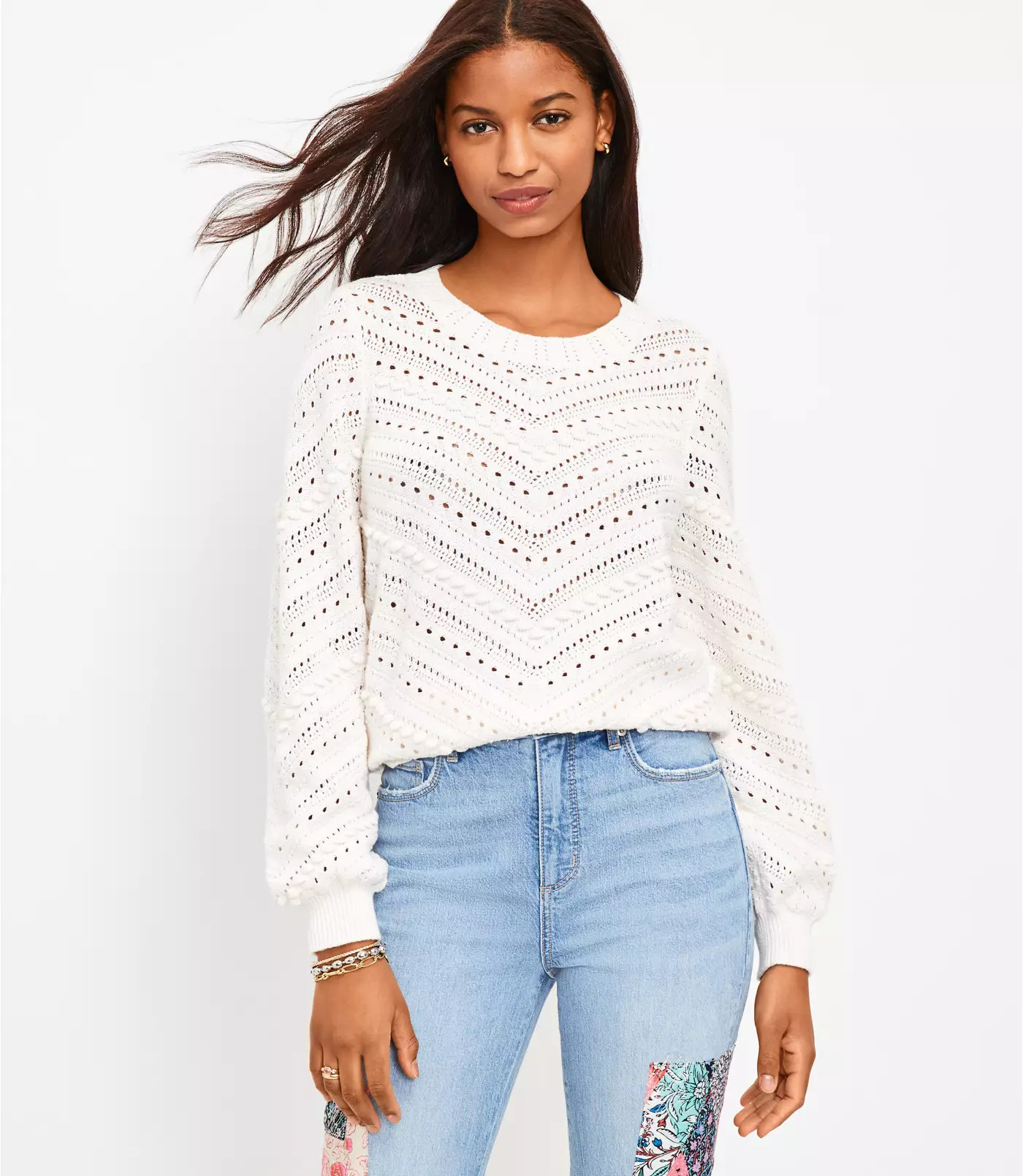 Bobble Pointelle Sweater | LOFT | LOFT