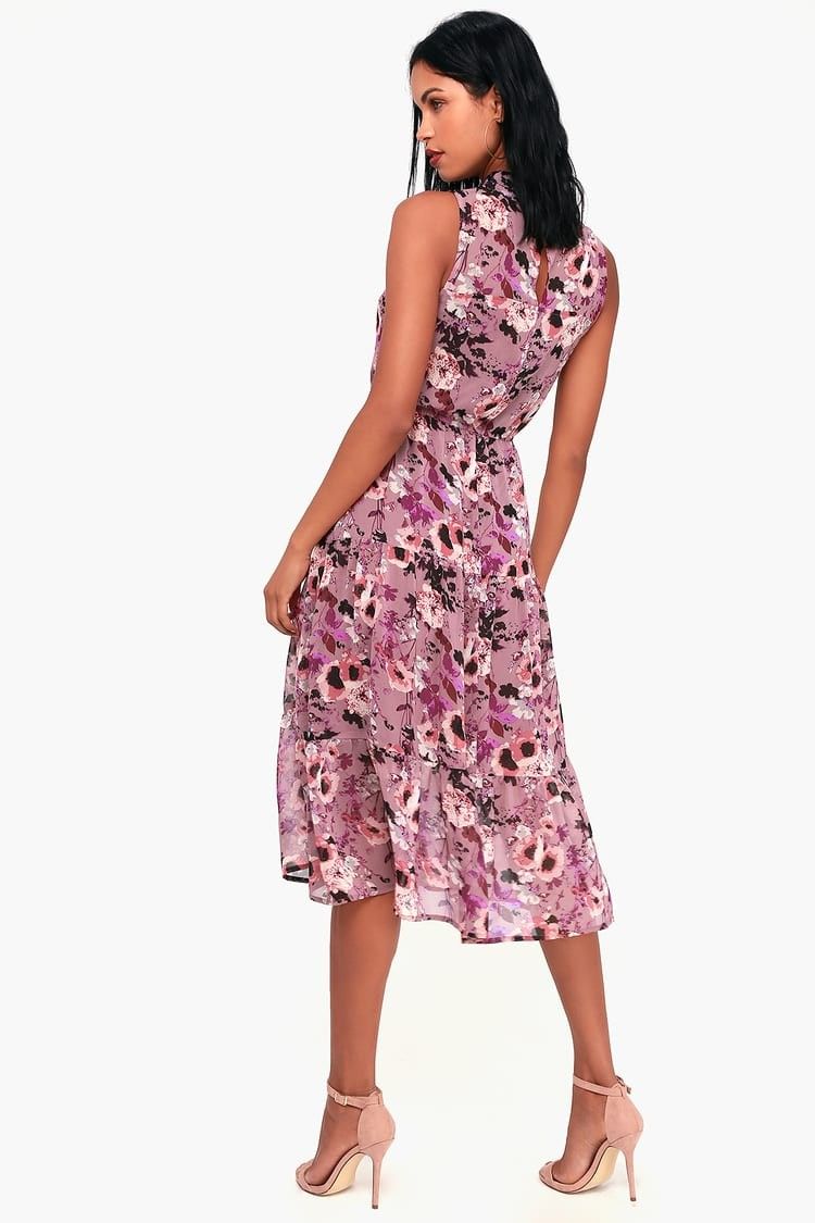 In My Dreams Mauve Floral Print Midi Dress - Fall Dresses | Lulus (US)