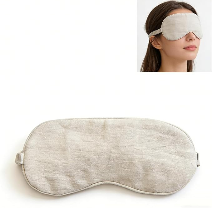 100% Pure Linen Sleep Mask Blackout Eye Mask for Sleeping, Eye Cover with Adjustable Strap - Orga... | Amazon (US)