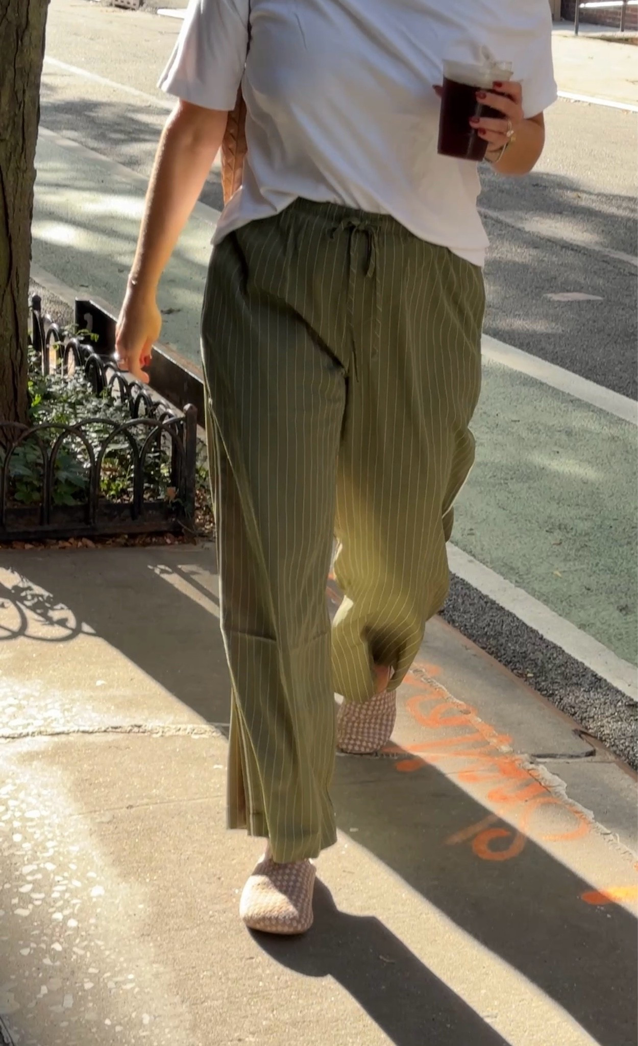 These are going to be THE pants for fall! Easy casual outfit for errands or running around. These striped olive trackpants are so chic for fall and these woven clogs are giving bottega dupe!

#LTKootd #LTKMidsize #LTKTall