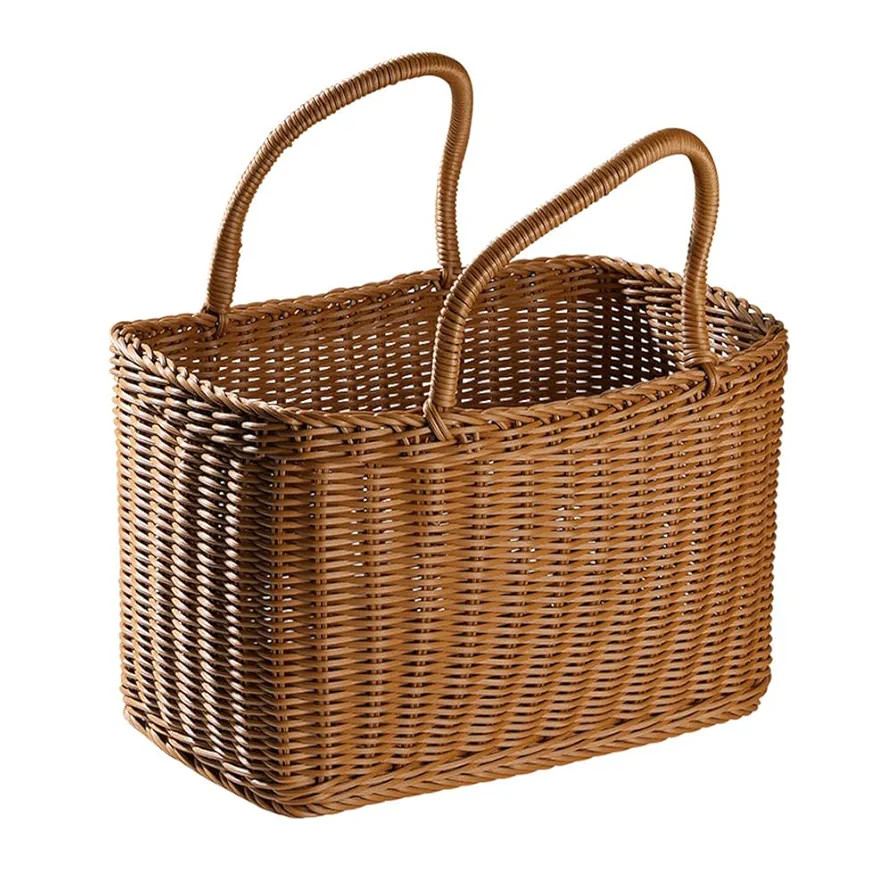 Alipis Decorative Woven Basket with Handle, Brown Plastic Rattan Flower Arrangement Basket for St... | Amazon (US)