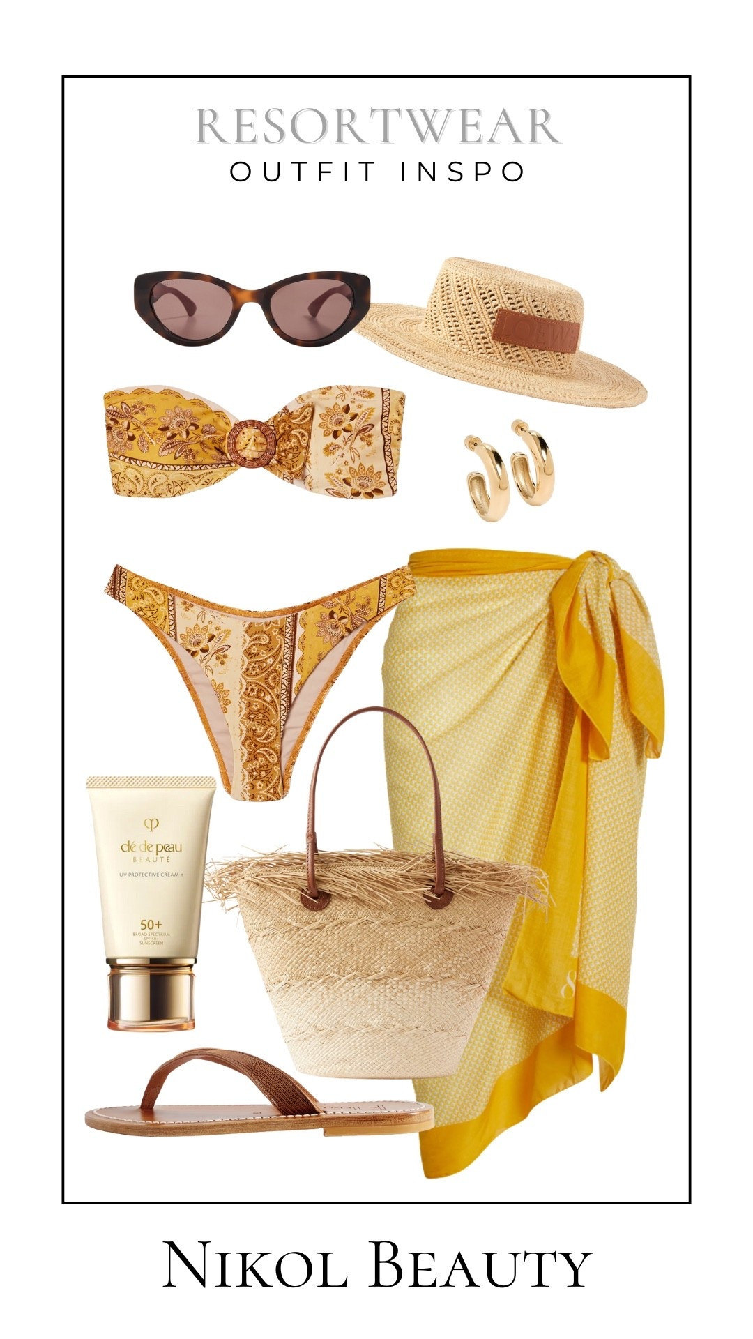 Yellow + neutrals = vacation perfection.

resortwear inspo, yellow bikini outfit, bandeau swimsuit style, beach cover-up sarong, straw beach tote, chic vacation outfit, summer beach look, tropical vacation essentials

#LTKSwim #LTKStyleTip #LTKItBag