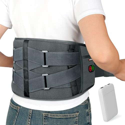 Comfytemp Cordless Heating Pad with Massager for Back, Portable Lower Back Massager FSA Eligible HSA Rechargeable Wireless Electric, Birthday Gifts for Women Men Mom Dad Seniors 3 Heat 30Auto-Off Grey | Amazon (US)