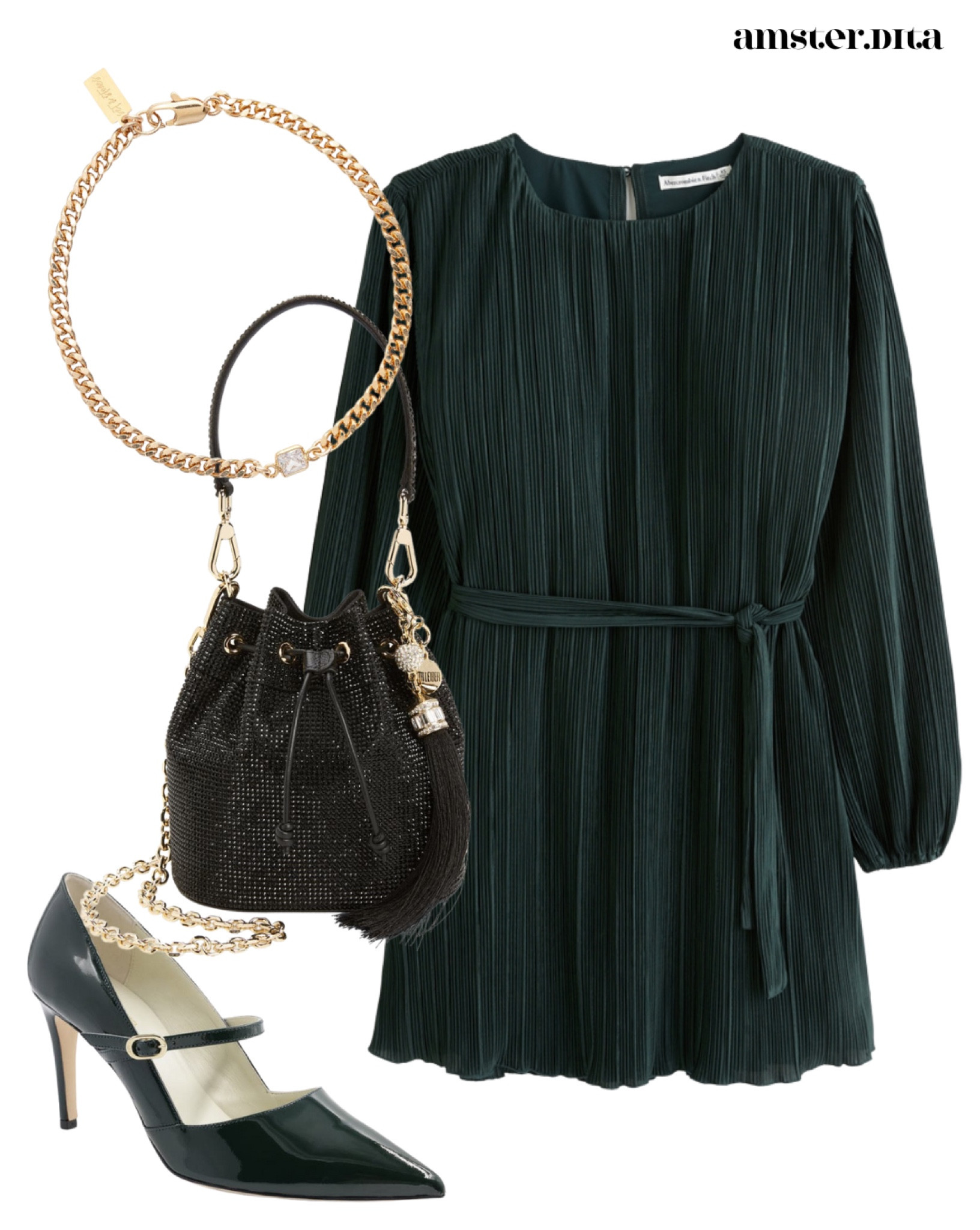 emerald green dress with black heels Long Sequin Prom Dress with Draped Shoulders -PromGirl Emerald / 16 main image 0