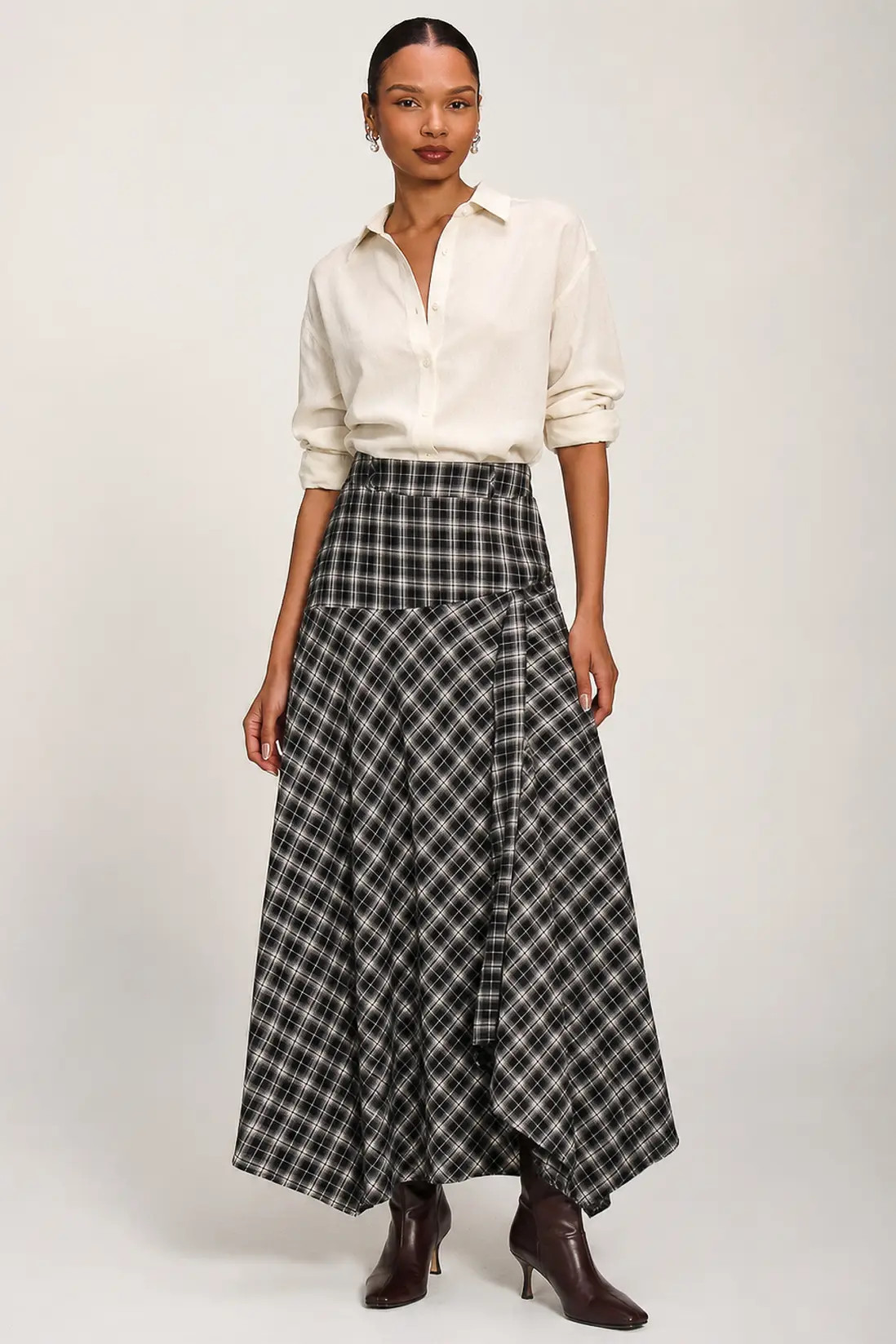 Multi Jolie Moi Plaid Asymmetric Maxi Skirt | Debenhams | Debenhams UK