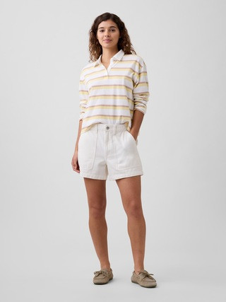4" High Rise Soft Denim Utility Shorts | Gap Factory