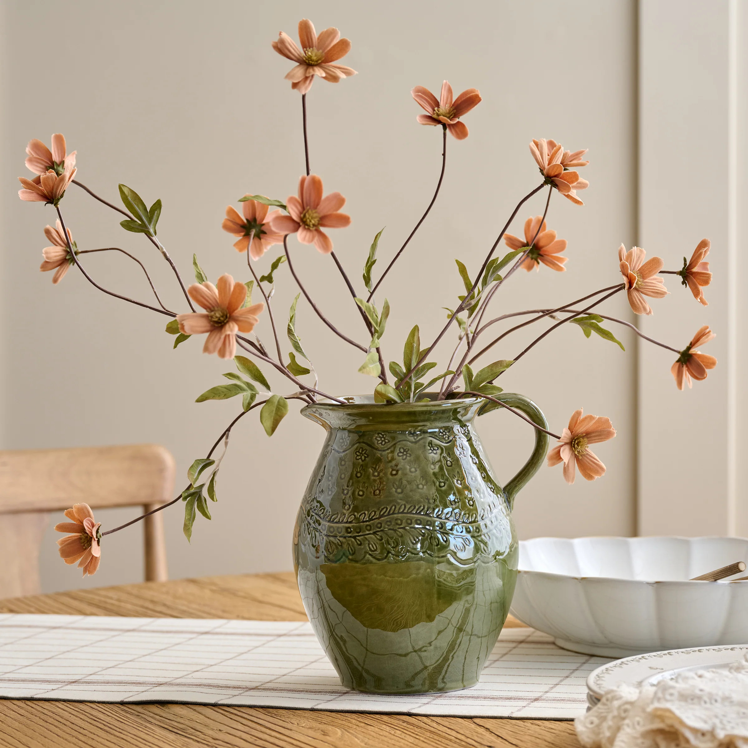 Beatrice Carved Floral Pitcher | Magnolia