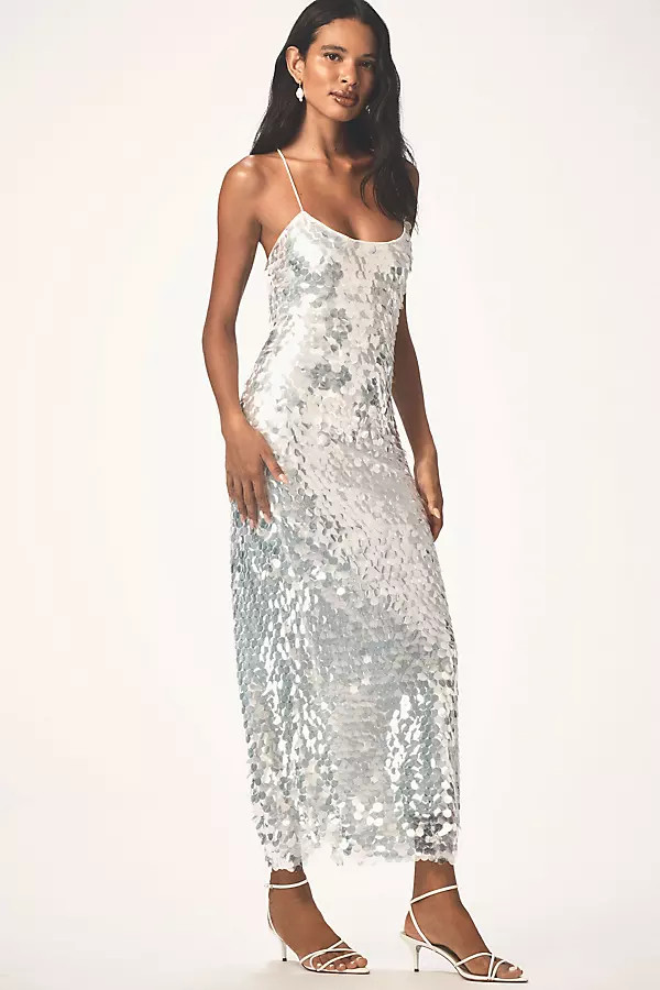Mare Mare Sleeveless Pailette Sequin Column Midi Dress | Anthropologie (US)