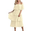 Women's Off The Shoulder Ruffles Summer Loose Casual Chiffon Long Party Beach Maxi Dress … | Amazon (US)
