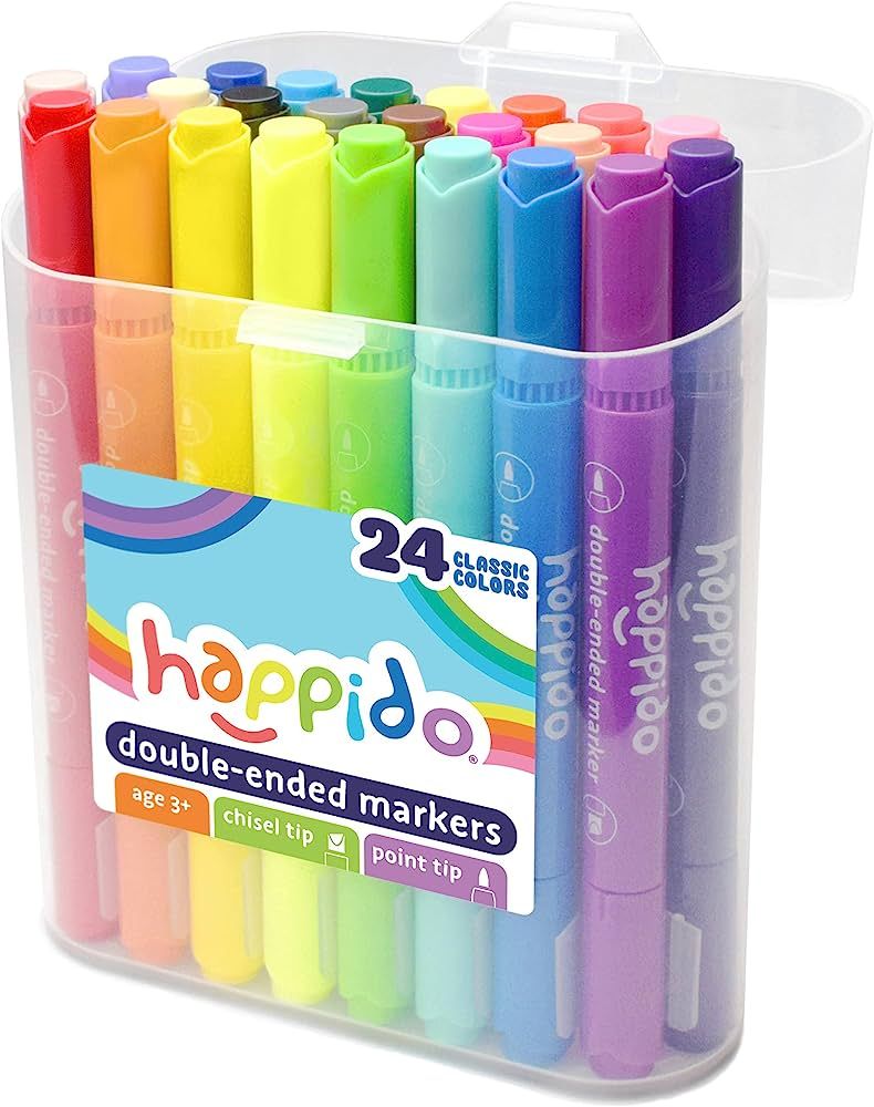 Happido Double-Ended Markers, 24 Colors - Non-Toxic, Brightly Colored Markers for Kids, Coloring,... | Amazon (US)