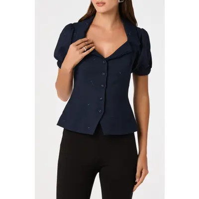 ASTR the Label Anne Top in Navy at Nordstrom, Size Medium | Nordstrom