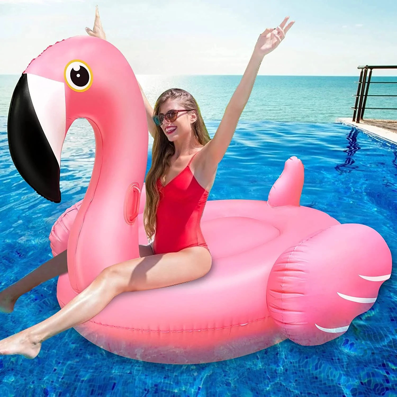 Giant Inflatable Flamingo Ride on Pool Float, Blow up with Fast Valves Swimming Floating Raft for... | Walmart (US)
