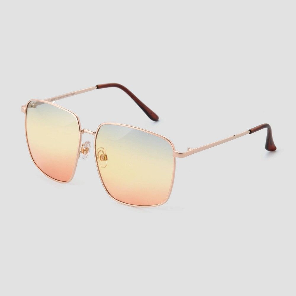 Women's Rainbow Gradient Lenses Aviator Sunglasses - Universal Thread Vibrant Gold | Target