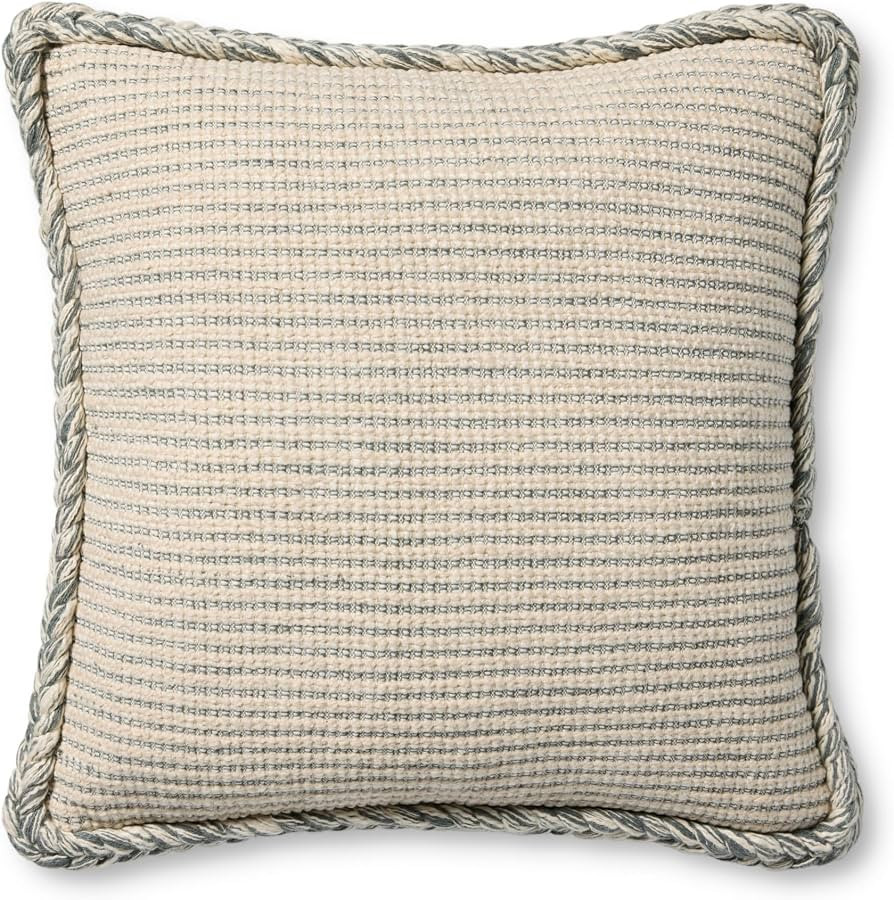 Loloi Amber Lewis Oroville Collection PAL0051 Natural/Blue 18'' x 18'' Cover Only Pillow | Amazon (US)