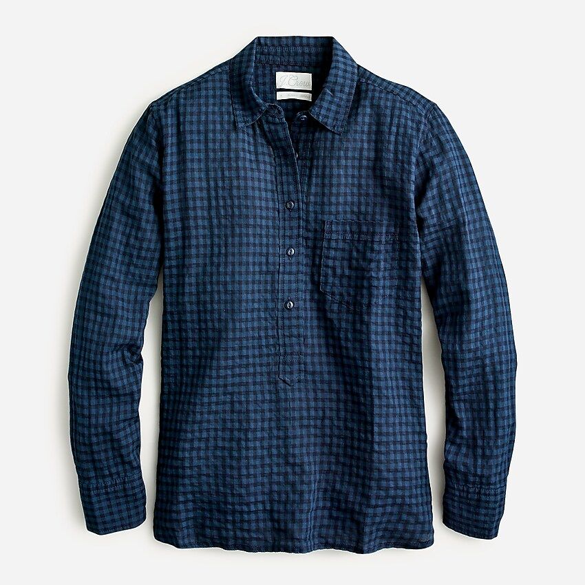 Classic-fit popover in crinkle gingham | J.Crew US