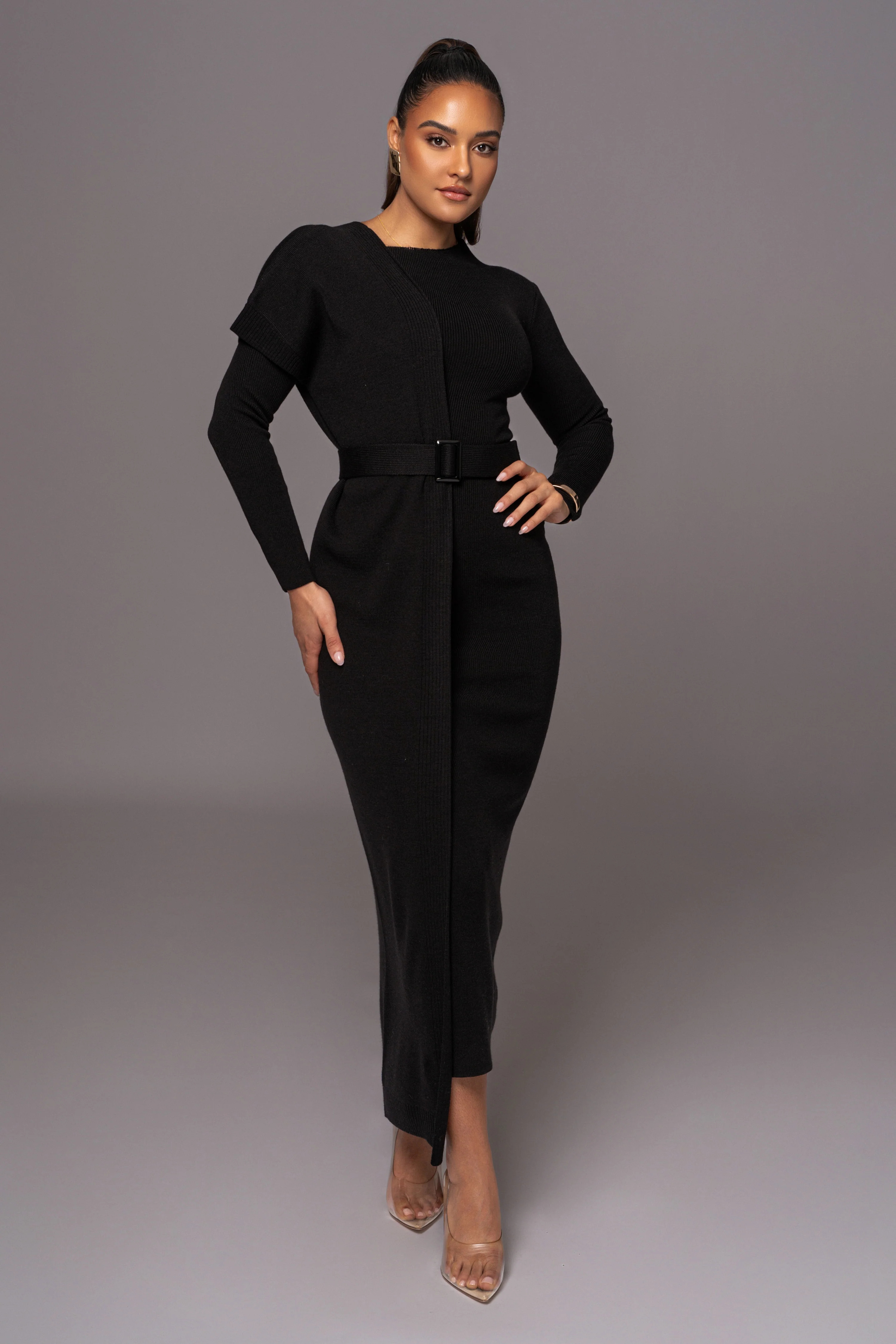Black Meant To Be Knit Maxi Dress XS | JLUXLABEL