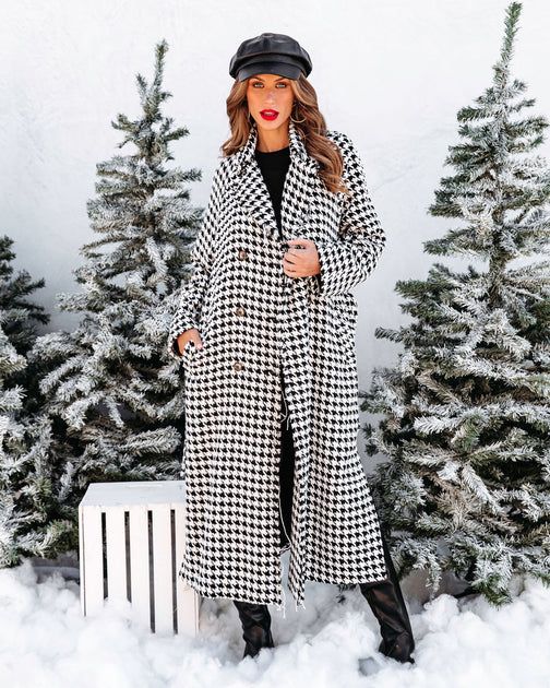 Anne Houndstooth Pocketed Coat | VICI Collection