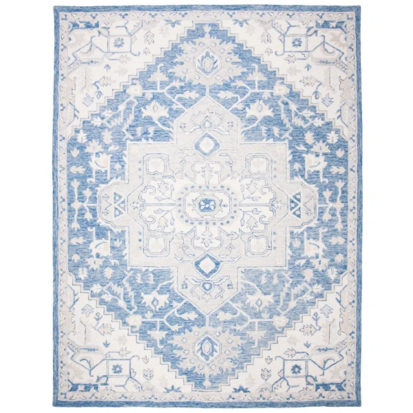 Percy Lauren Ralph Lauren Hand Tufted Wool/Cotton Oriental Rug in Blue/Ivory | Wayfair North America