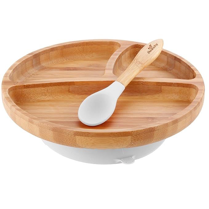 Avanchy Bamboo Suction Toddler Plate and Spoon Set - 9 Months and Older - Silicon Suction - 8.5" ... | Amazon (US)