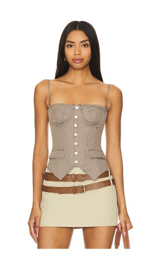 GUIZIO Edith Corset in Brown. - size S | Revolve Clothing (Global)