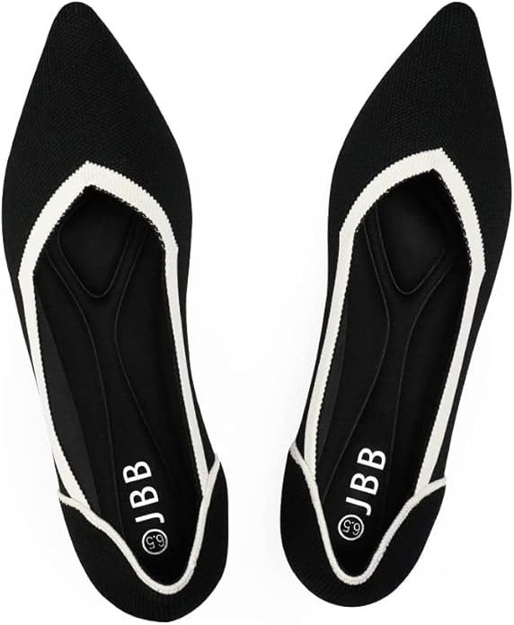 JBB Women's Flats Pointed Toe Ballet Shoes Knit Low Wedge Slip On Walking Shoes Casual Dress Loaf... | Amazon (US)