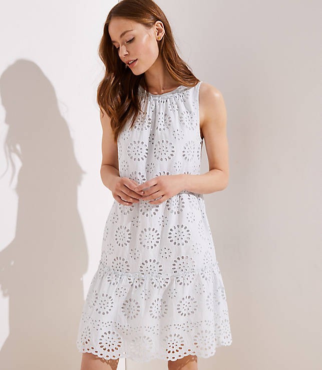 Tiered Eyelet Dress | LOFT