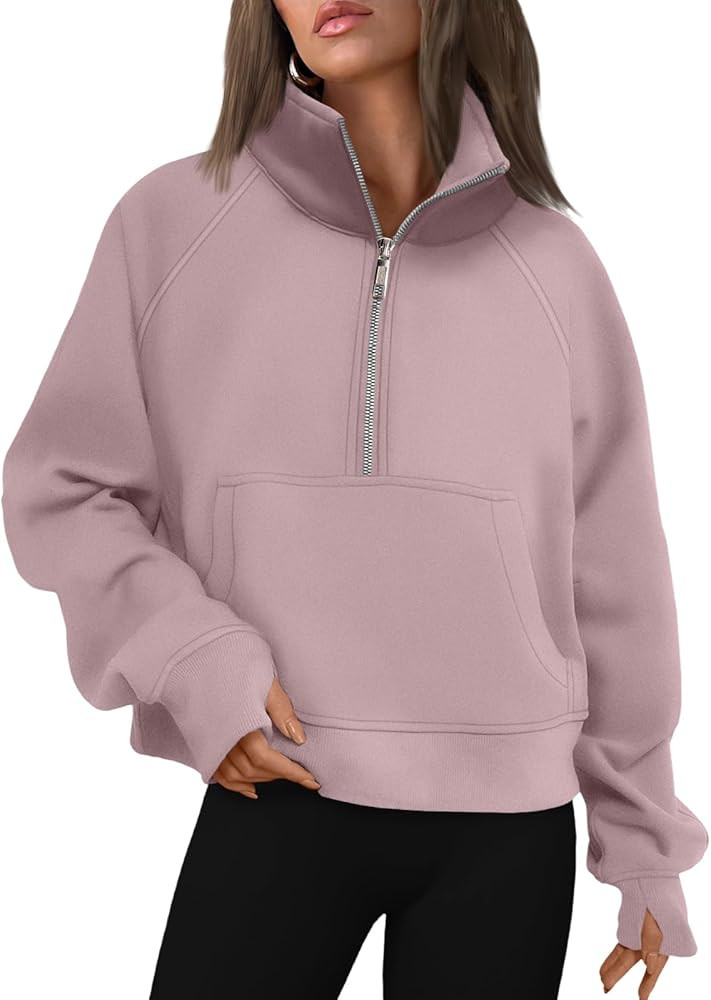 AUTOMET Womens Sweatshirts Half Zip Cropped Pullover Fleece Quarter Zipper Hoodies 2026 Fall Fash... | Amazon (US)
